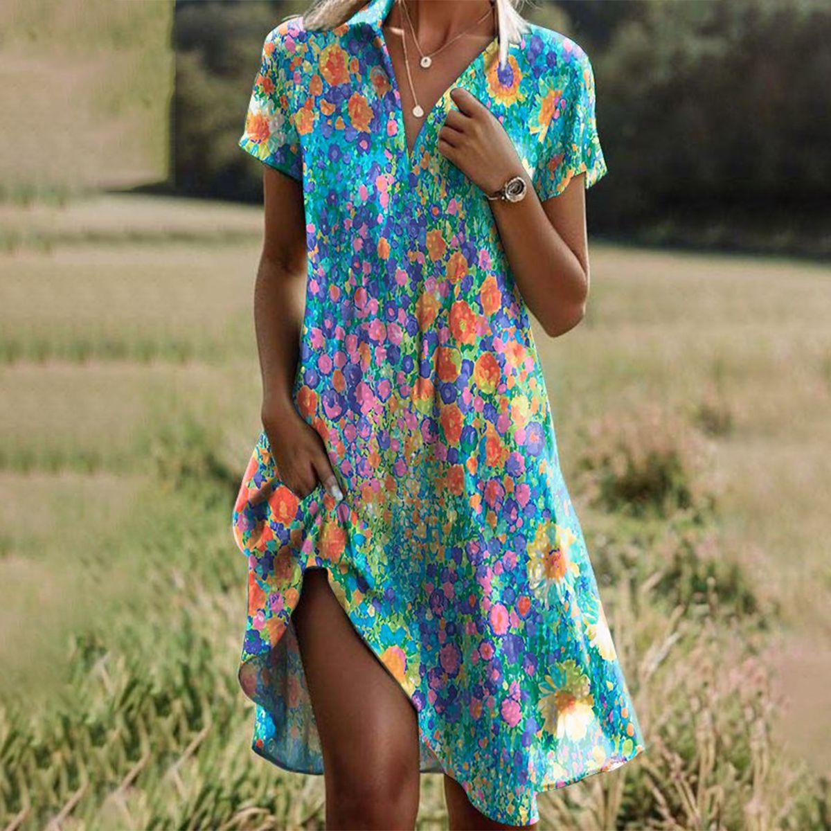 Desdemona | Floral V-Neck Midi Dress for Women