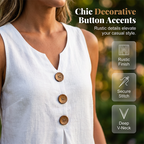 👚❄️Summer cool-down deal!!⚡50K+ SOLD!❄️Women's V-Neck Sleeveless Cotton Linen Vest