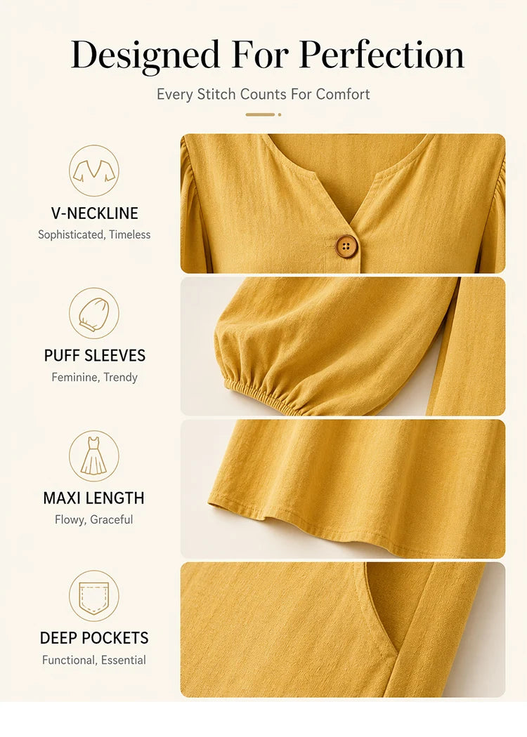 Navy Puff Sleeve Dress