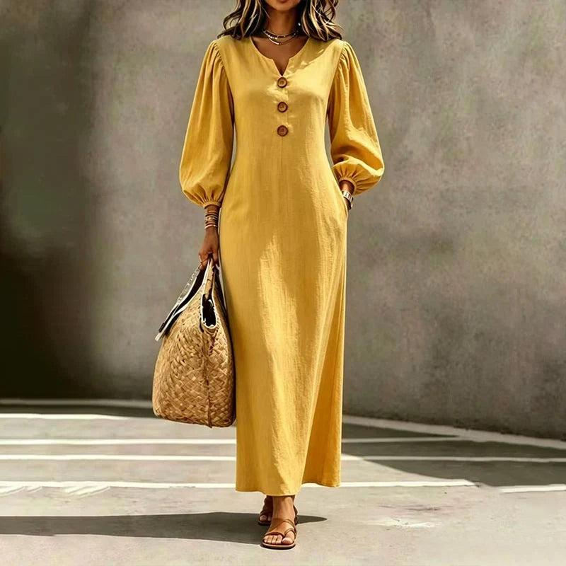 Navy Puff Sleeve Dress