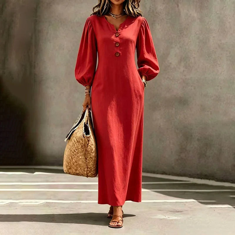 Navy Puff Sleeve Dress