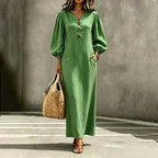 Navy Puff Sleeve Dress