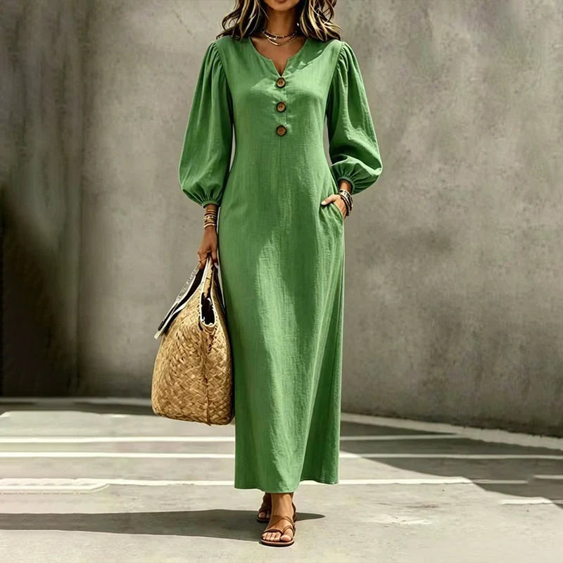 Navy Puff Sleeve Dress