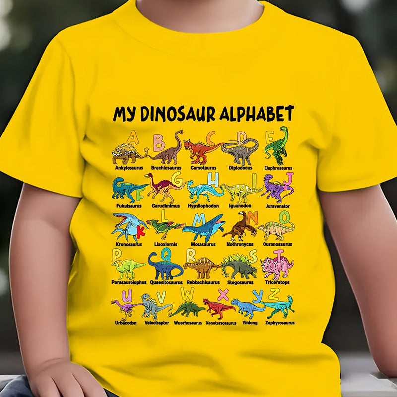 Children's T-shirt with Dinosaur and Letter Prints