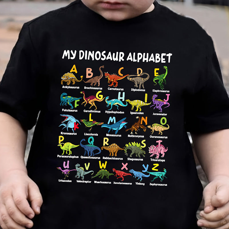 Children's T-shirt with Dinosaur and Letter Prints