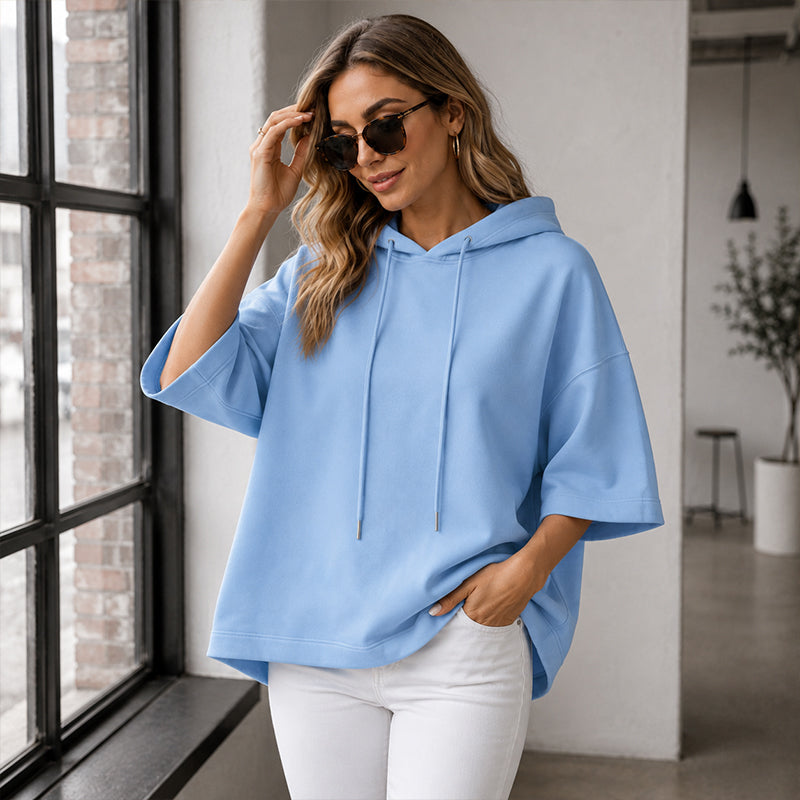 Loose Fit Wide Sleeve Hoodie Casual Sweatshirt