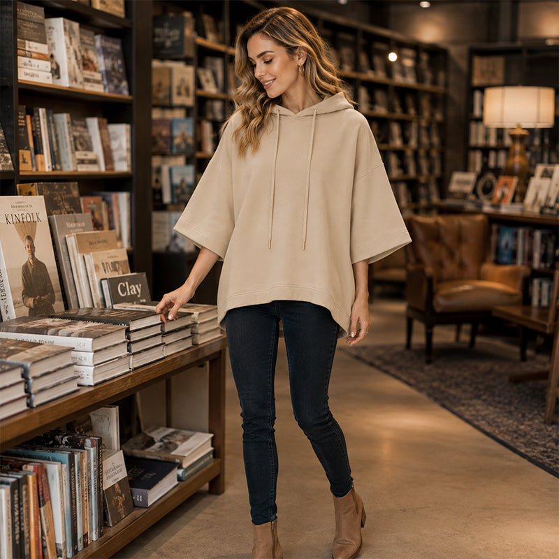 Loose Fit Wide Sleeve Hoodie Casual Sweatshirt
