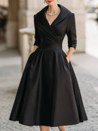 Wrap Midi Dress with V-Neck for Women