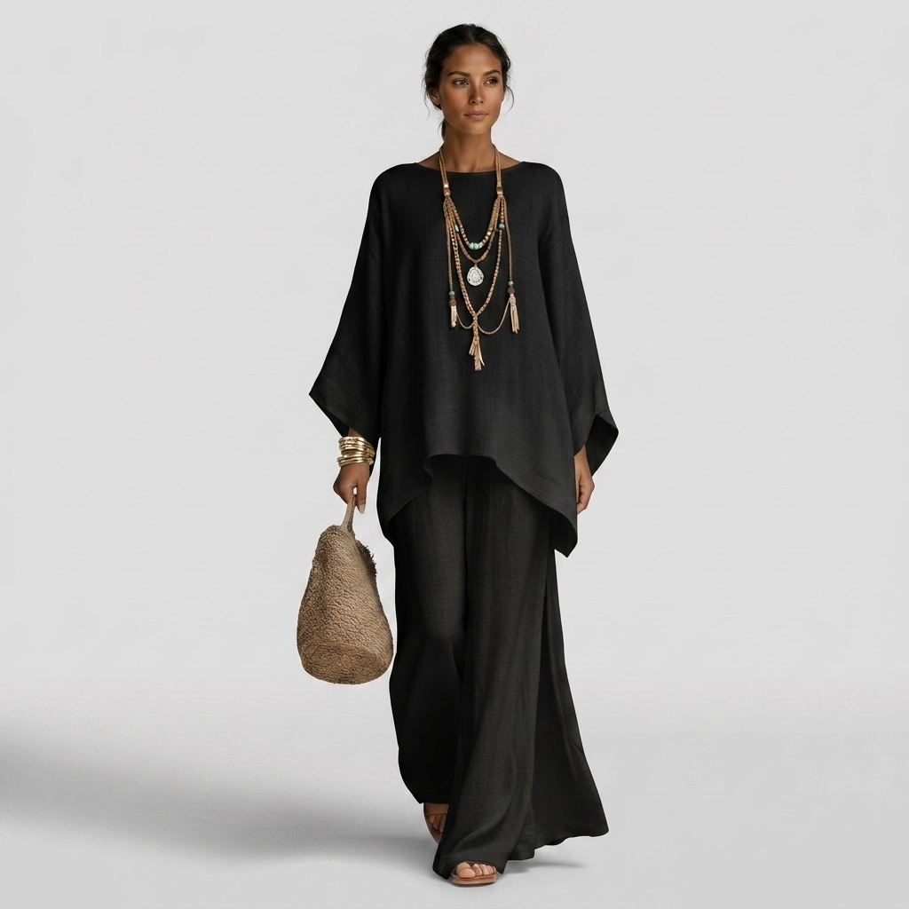 Lara – Boho Tunic Set with Wide Pants