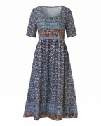 Alaia | Boho Print A-Line Midi Dress for Women
