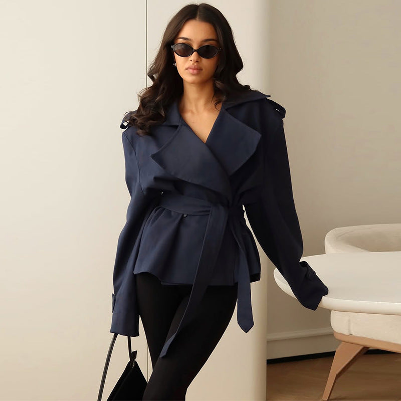 Women's Trench Coat With Self Tie Belt | Oversized