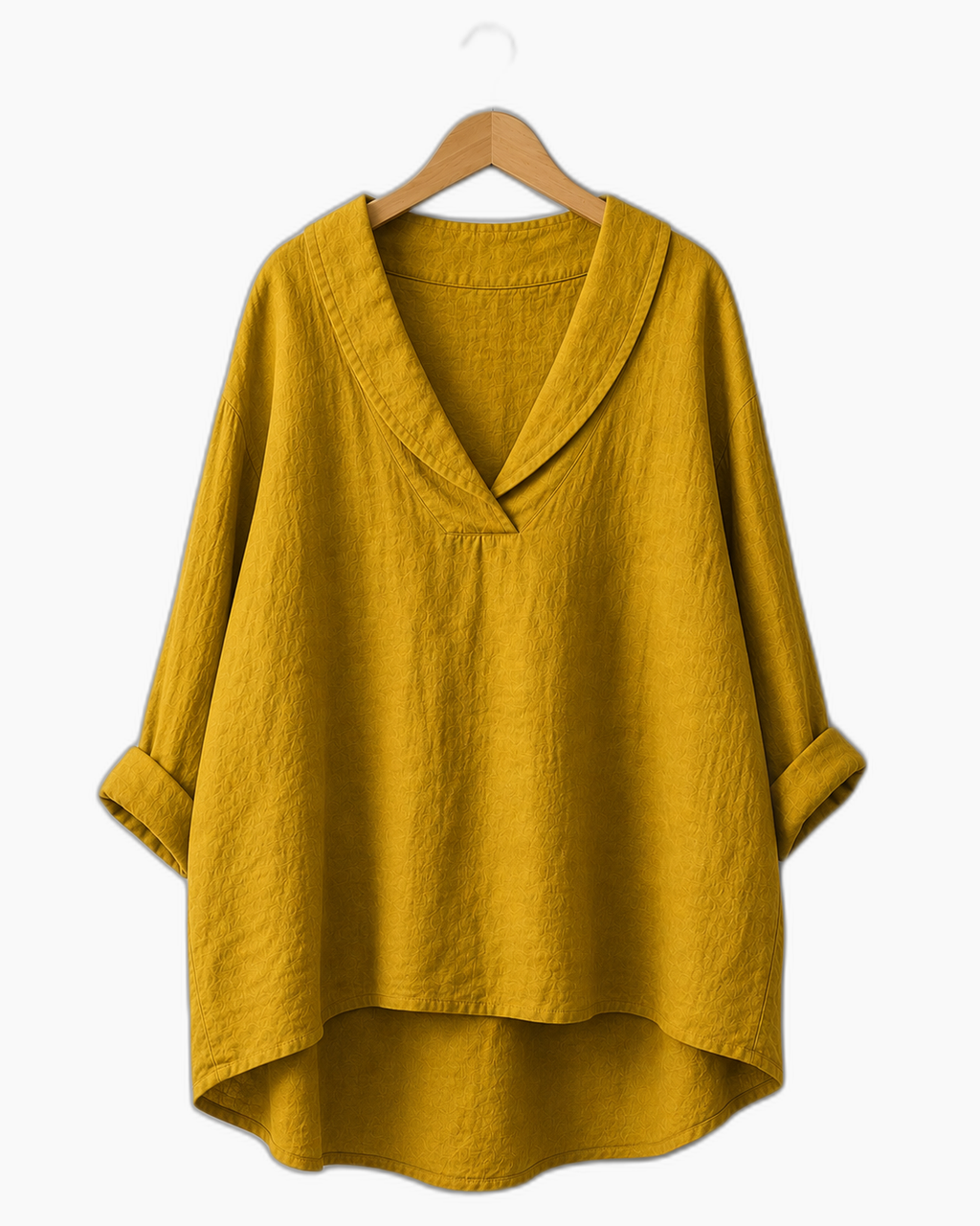 Zita | Mustard Yellow Shawl-Collar Tunic